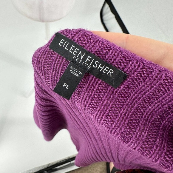 Eileen Fisher Cardigan Sweater Knit Open Draped Linen Purple Size Petite large - Picture 8 of 13
